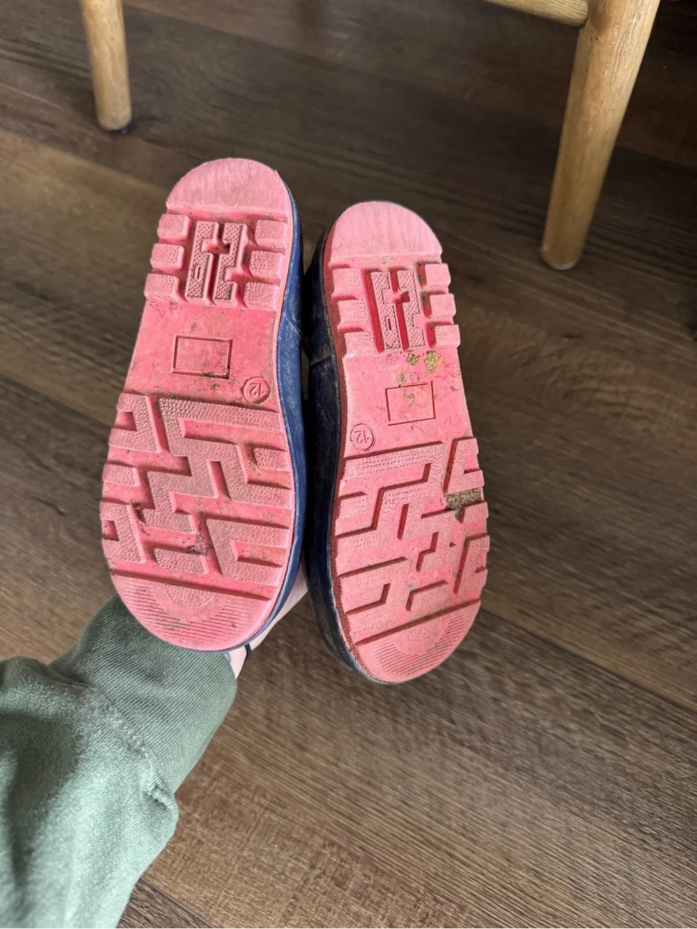 Kids Floral Navy Rain Boots with Pink Accents